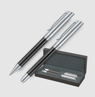 senator Carbon Line set of ball pen and fountain pen in a case