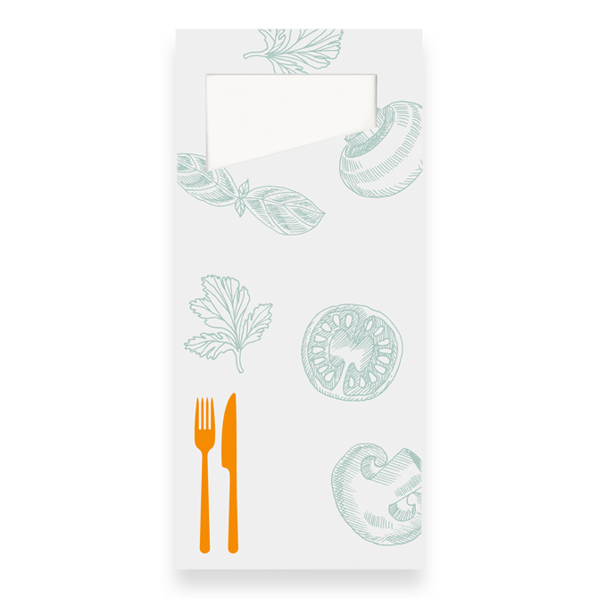 Paper cutlery pouches with cellulose napkin, 9.0 x 19.7 cm