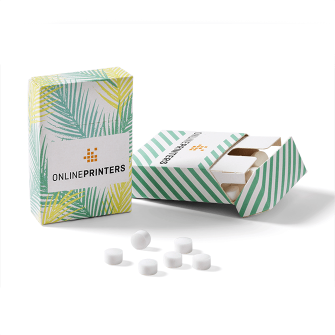Mints in cardboard boxes