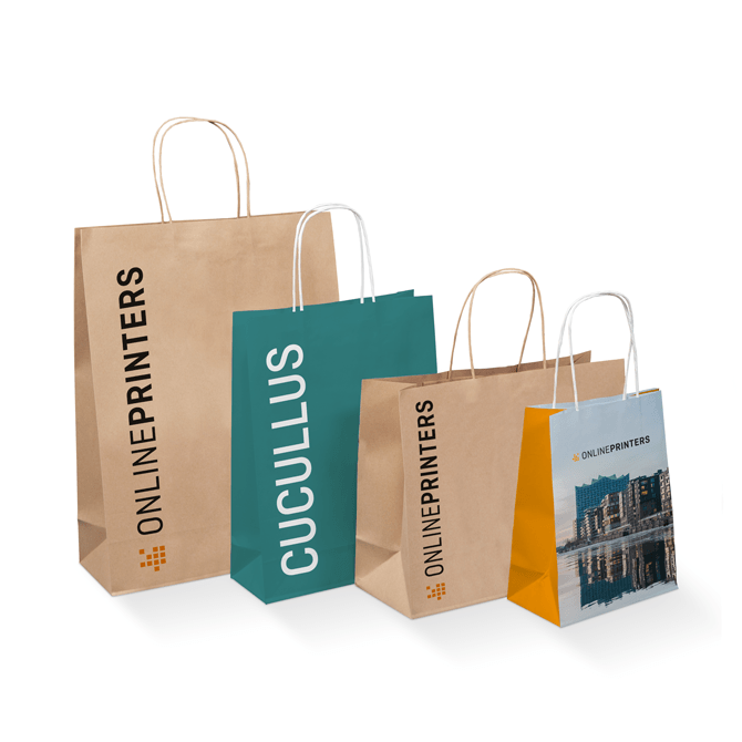 Paper bags with twisted handles