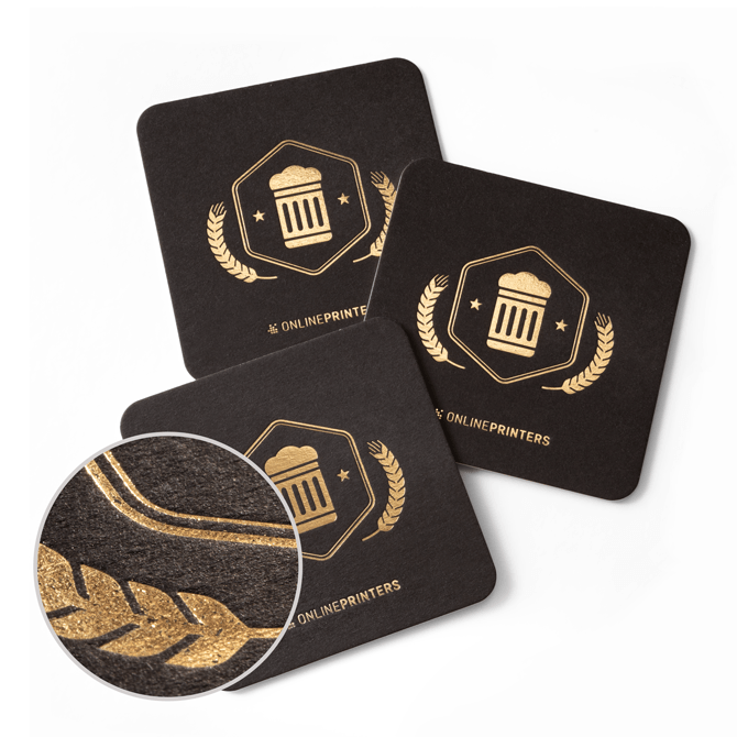 Beer mats with hot foil