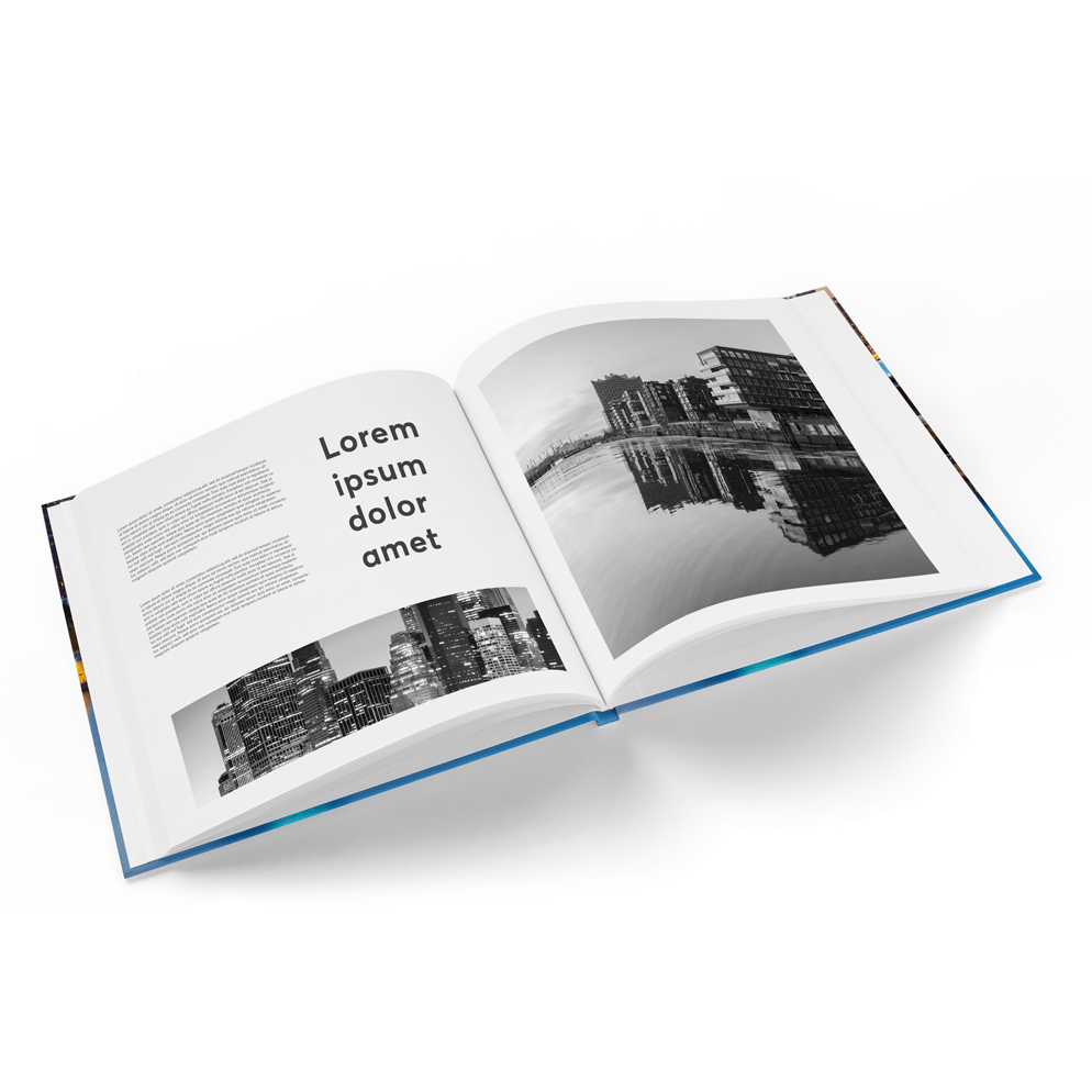 Hardcover books with monochrome inner pages