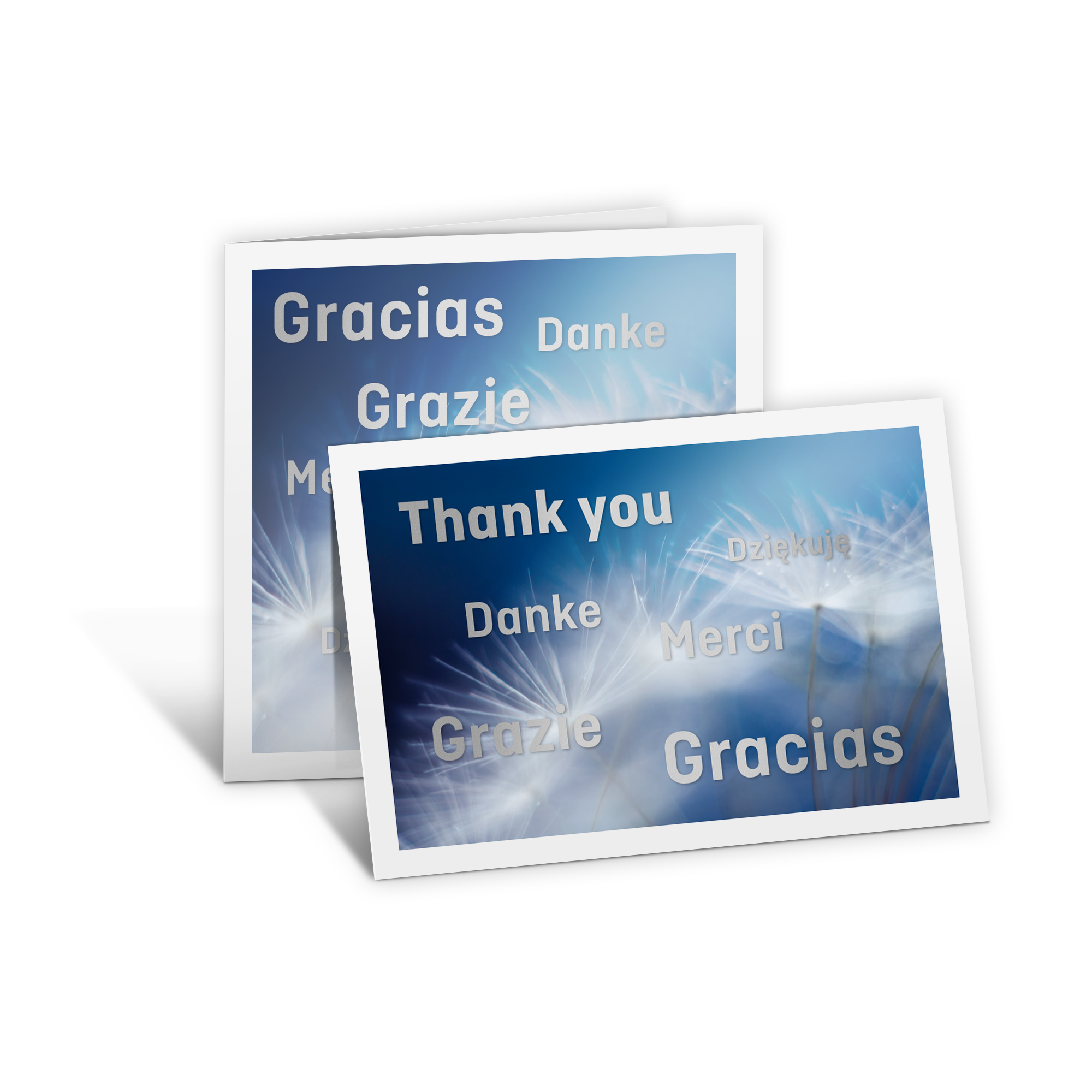 Thank you cards with special-effect colours