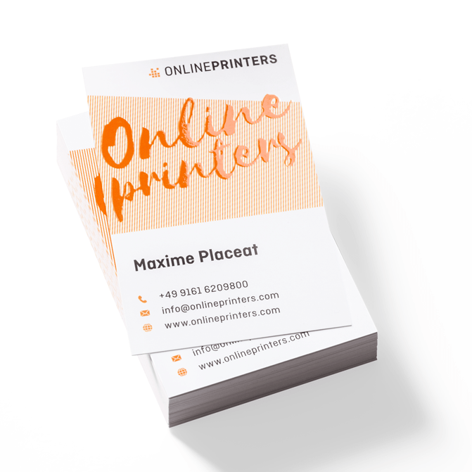 Business cards with spot relief varnish