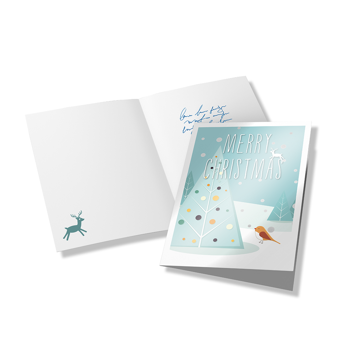 Folded Christmas cards with special-effect colours