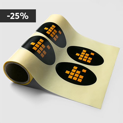 Round adhesive labels, 70 gsm offset paper