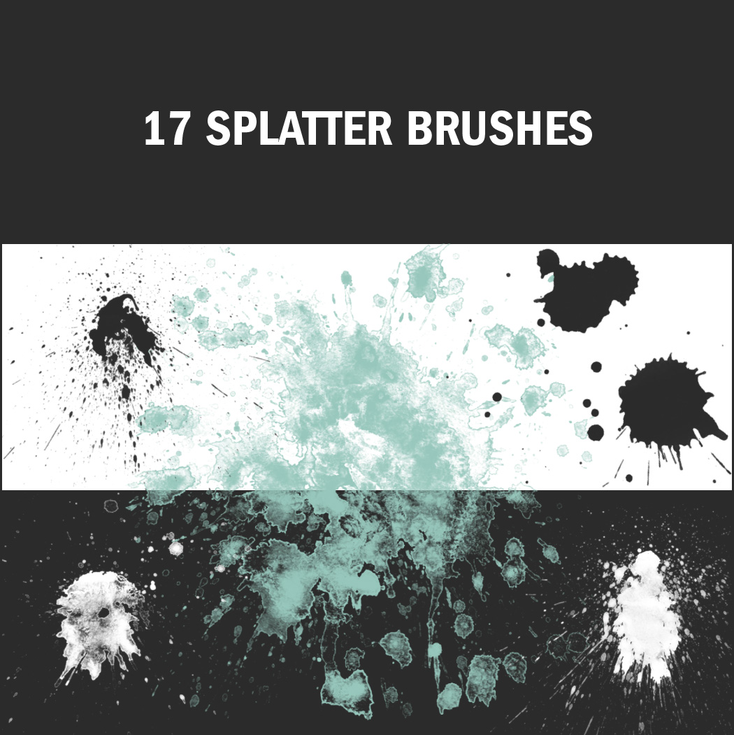 This brush pack creates splatters in various styles.