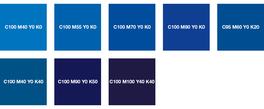 CMYK colours: pure blue and night blue
