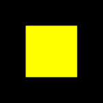 A bright yellow square centered on a solid black background.