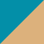 A square divided diagonally from the bottom left to the top right, with the upper left triangle in teal and the lower right triangle in tan.