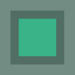 A green square is centered within a thick, dark green border on a muted green background.