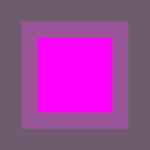A bright pink square is centered inside a muted purple square, which is centered on a grayish-brown background, creating a layered, geometric composition.