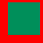 A large green square is centered on a red background, with the red forming a border around the green square.