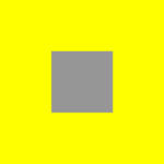 A gray square is centered on a bright yellow background.