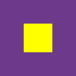 A bright yellow square is centered on a solid purple background.